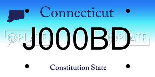 J000BD Connecticut License Plate