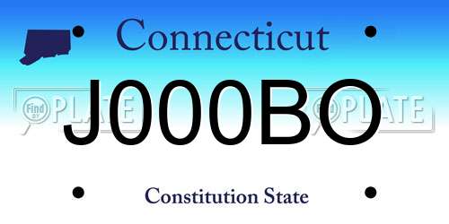 J000BO Connecticut License Plate