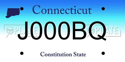J000BQ Connecticut License Plate