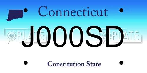 J000SD Connecticut License Plate