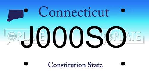 J000SO Connecticut License Plate