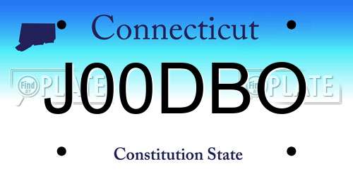 J00DBO Connecticut License Plate