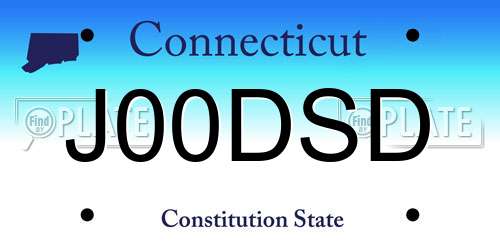 J00DSD Connecticut License Plate