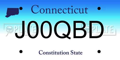 J00QBD Connecticut License Plate
