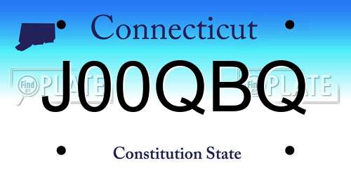 J00QBQ Connecticut License Plate