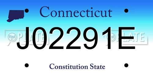 J02291E Connecticut License Plate