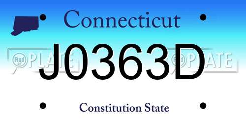J0363D Connecticut License Plate
