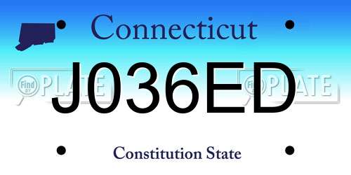 J036ED Connecticut License Plate