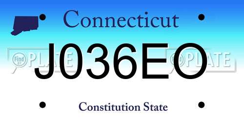 J036EO Connecticut License Plate