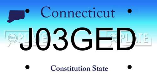 J03GED Connecticut License Plate