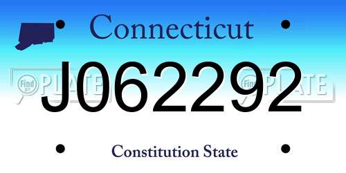 J062292 Connecticut License Plate