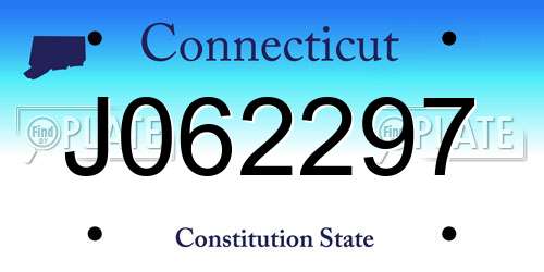 J062297 Connecticut License Plate