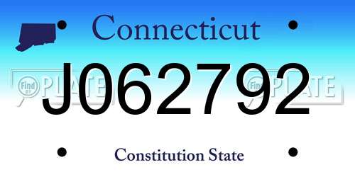 J062792 Connecticut License Plate