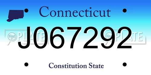 J067292 Connecticut License Plate