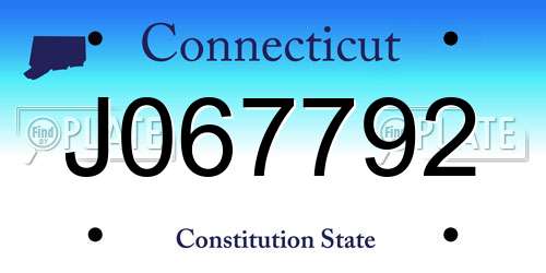J067792 Connecticut License Plate