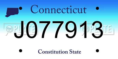 J077913 Connecticut License Plate