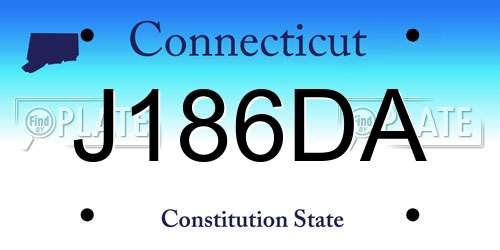 J186DA Connecticut License Plate