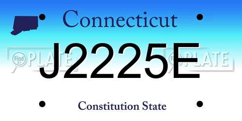 J2225E Connecticut License Plate