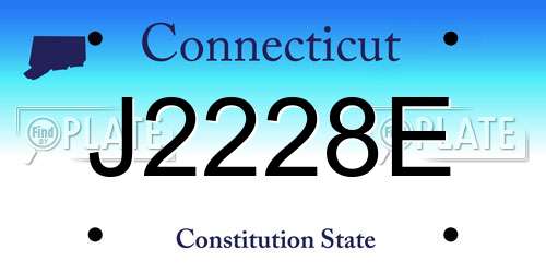 J2228E Connecticut License Plate