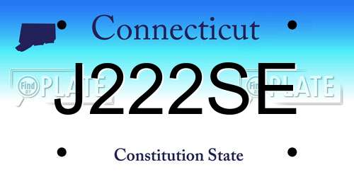J222SE Connecticut License Plate