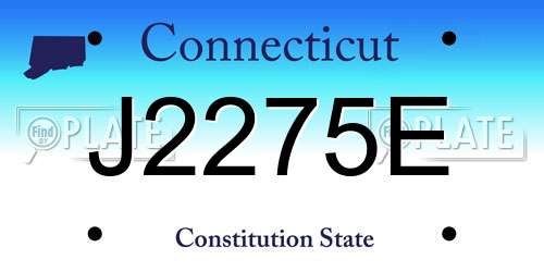 J2275E Connecticut License Plate