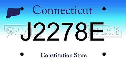 J2278E Connecticut License Plate