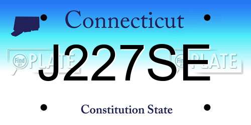 J227SE Connecticut License Plate