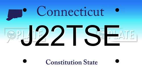 J22TSE Connecticut License Plate