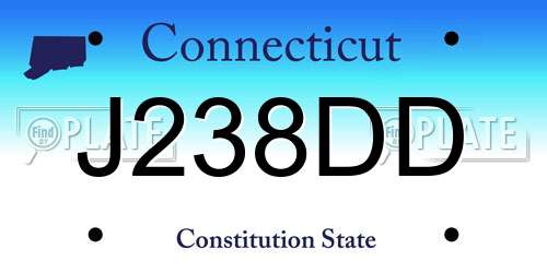 J238DD Connecticut License Plate