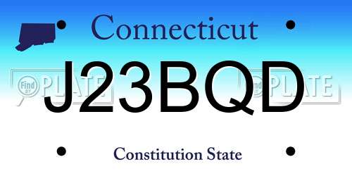 J23BQD Connecticut License Plate