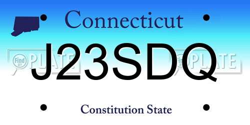 J23SDQ Connecticut License Plate