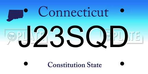 J23SQD Connecticut License Plate