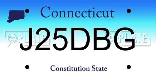 J25DBG Connecticut License Plate