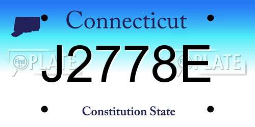 J2778E Connecticut License Plate