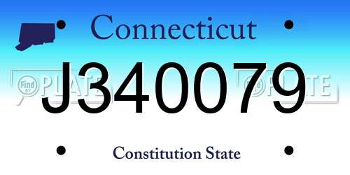 J340079 Connecticut License Plate
