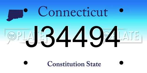 J34494 Connecticut License Plate