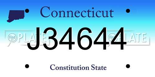J34644 Connecticut License Plate