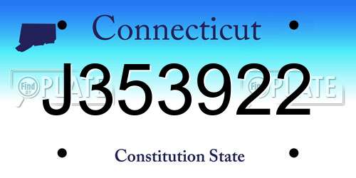 J353922 Connecticut License Plate