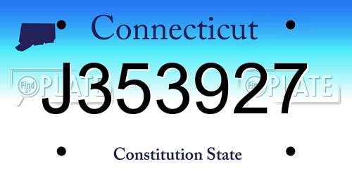 J353927 Connecticut License Plate