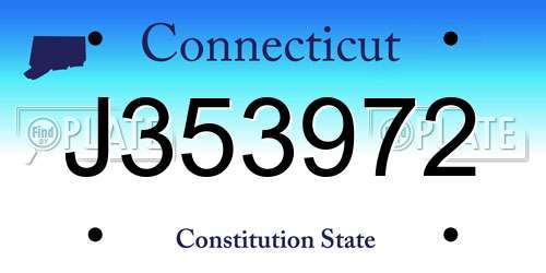 J353972 Connecticut License Plate