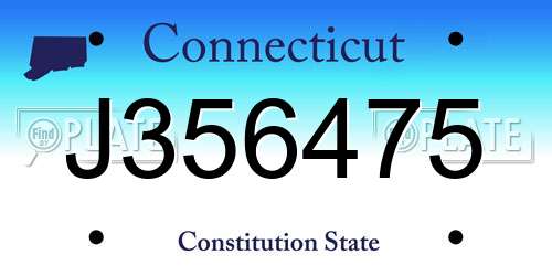 J356475 Connecticut License Plate