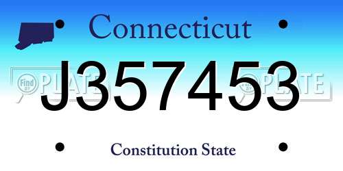 J357453 Connecticut License Plate