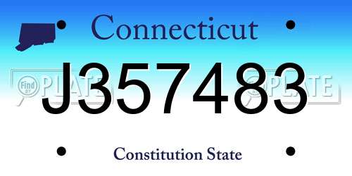 J357483 Connecticut License Plate