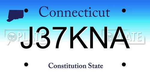 J37KNA Connecticut License Plate