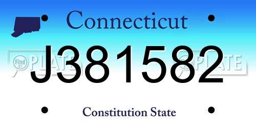 J381582 Connecticut License Plate