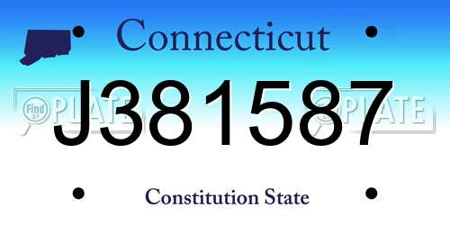 J381587 Connecticut License Plate