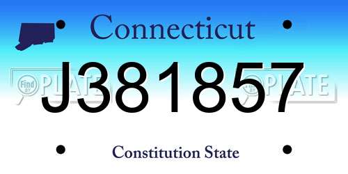J381857 Connecticut License Plate