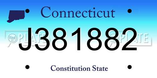 J381882 Connecticut License Plate
