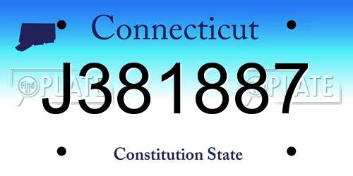 J381887 Connecticut License Plate