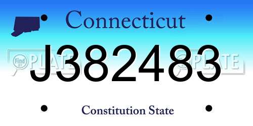 J382483 Connecticut License Plate